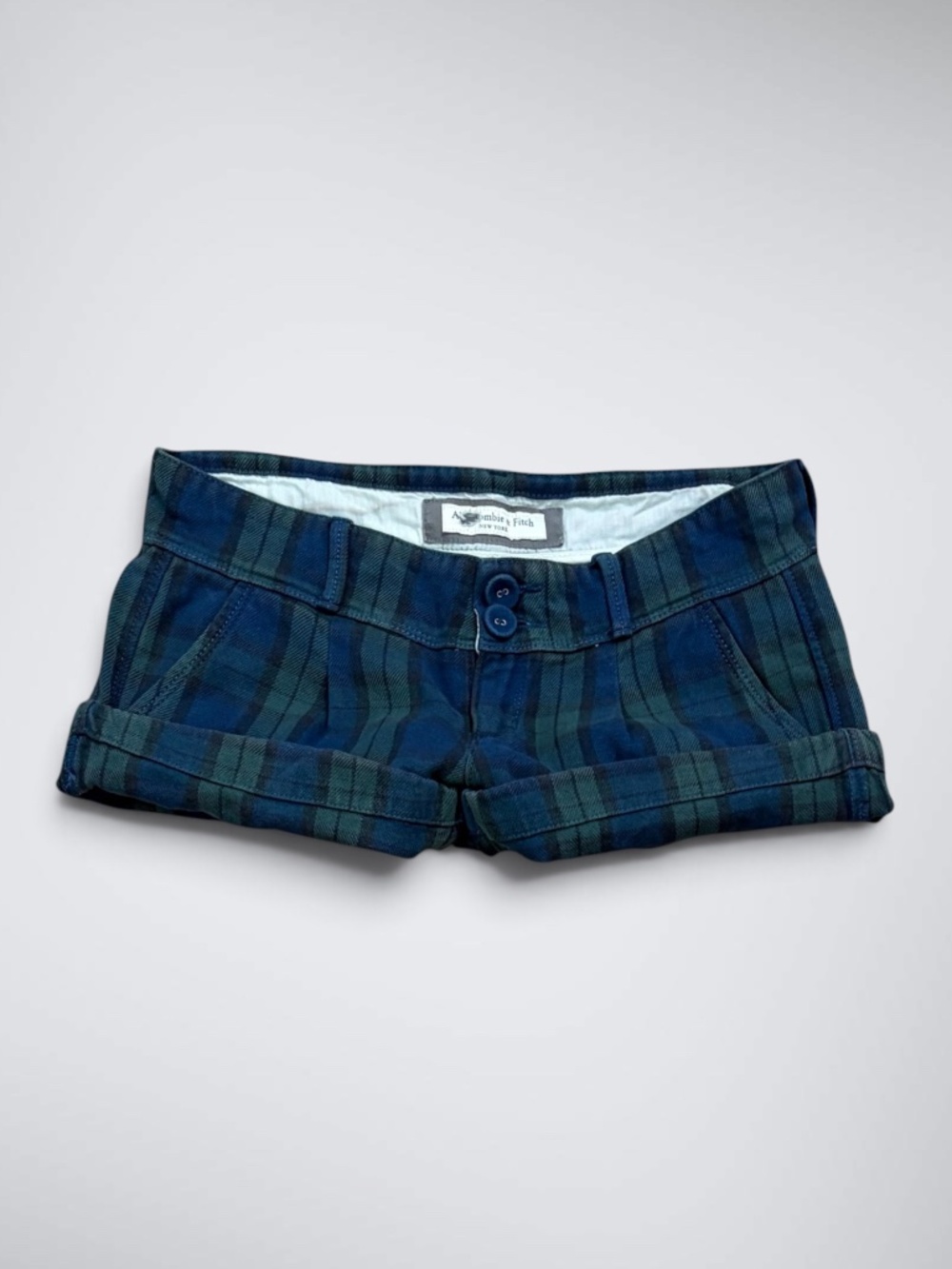 Y2k VTG Abercrombie & Fitch Ultra Low Rise Black Watch Plaid Shorts